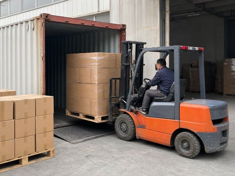 Export cartons being loaded for adhesive tape delivery